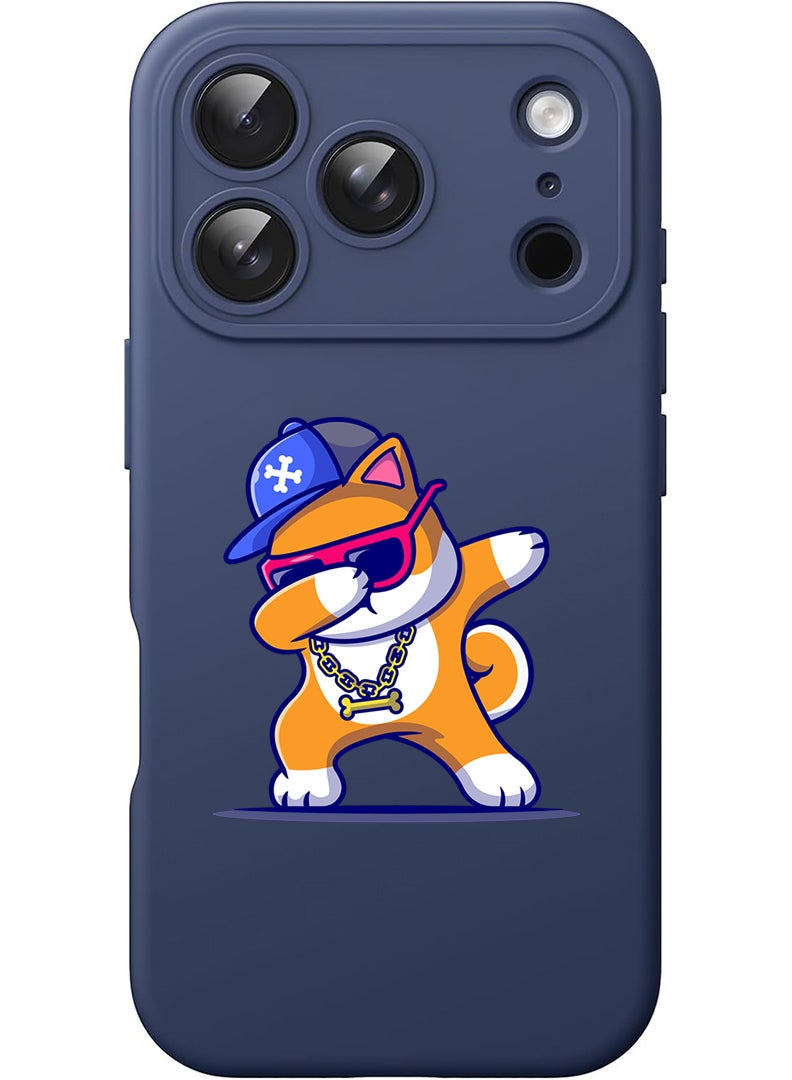 Theodor Protective Slim Fit Case Liquid Silicone Cover with Full Body Protection Anti-Scratch Shockproof Case For Apple iPhone 17 Pro Max (Blue) Dog Dab - Image 1