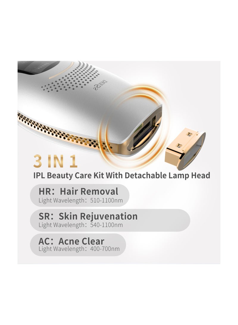 ديس جهاز إزالة الشعر بالليزر GP590 Plus غير محدود ومضات IPL للتبريد 0.9 ثانية، آلة إزالة الشعر الدائمة غير المؤلمة مع 3 مصابيح (HR+AC+SR) فضي - Image 2