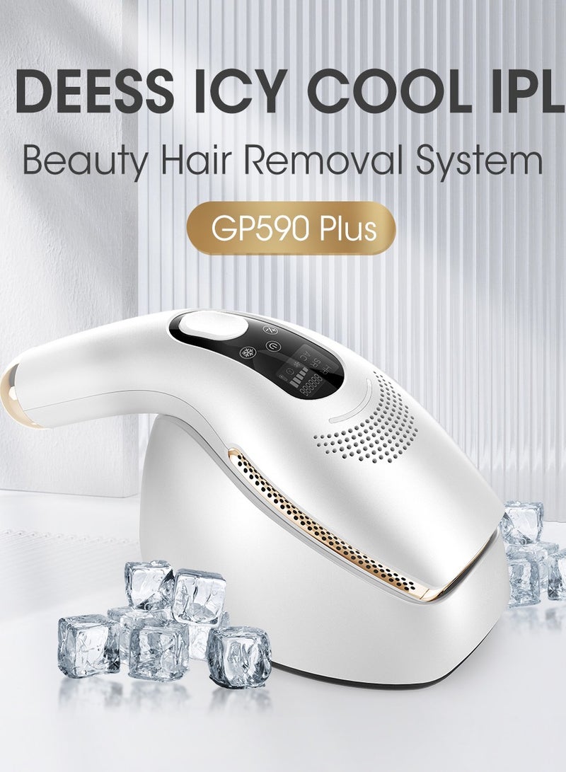 ديس جهاز إزالة الشعر بالليزر GP590 Plus غير محدود ومضات IPL للتبريد 0.9 ثانية، آلة إزالة الشعر الدائمة غير المؤلمة مع 3 مصابيح (HR+AC+SR) فضي - Image 1