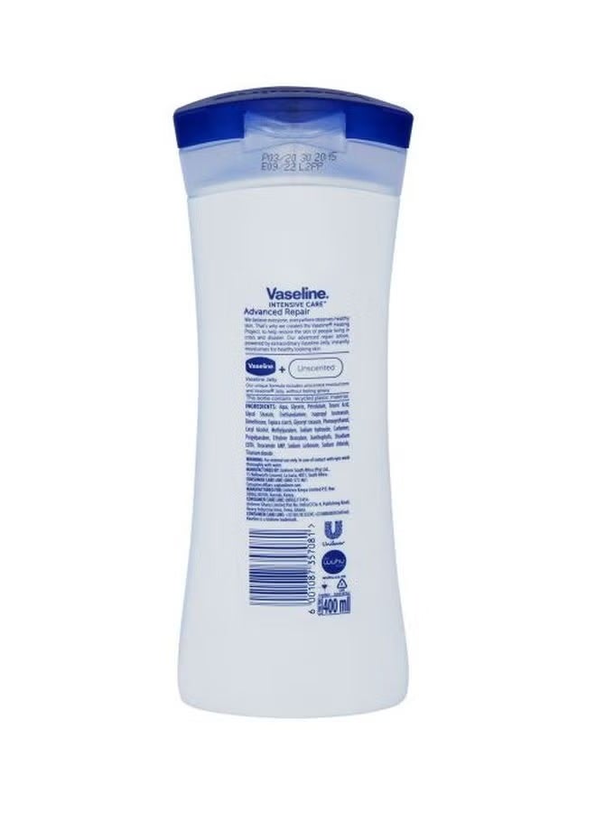 Vaseline Intensive Care Advanced Repair Body Lotion Pack of 3, Fragrance Free Moisturizer for Dry to Very Dry Skin, Deep Hydration Formula with Micro Droplets of Vaseline Jelly, Fast Absorbing Non-Greasy Daily Body Lotion, Long Lasting Moisture Care, 400ml Each Bottle - Image 2