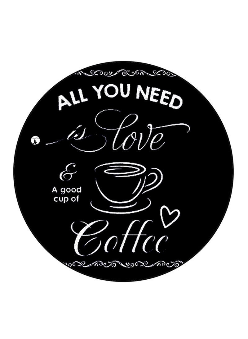 English Phrases Printed Mouse Pad  Round  Multicolour