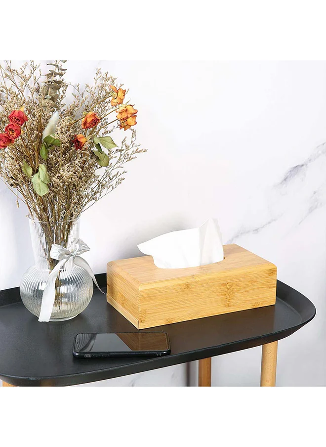 DANUBE HOME Aaron Bamboo Tissue Box Nature 25 X 13 X 8Cm Bb22002 Bamboo Tissue Organiser Box Tabletop Decoration For Kitchen Living Dining Room L26Xw14Xh7.5Cm - Clear