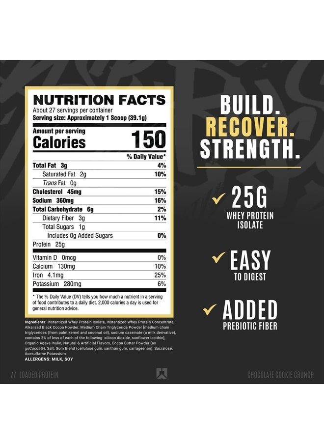 RYSE Up Supplements - Loaded Protein Powder | 25g Whey Protein Isolate & Concentrate | with Prebiotic Fiber & MCTs | Low Carbs & Low Sugar | 27 Servings (Chocolate Cookie Blast) - Image 1