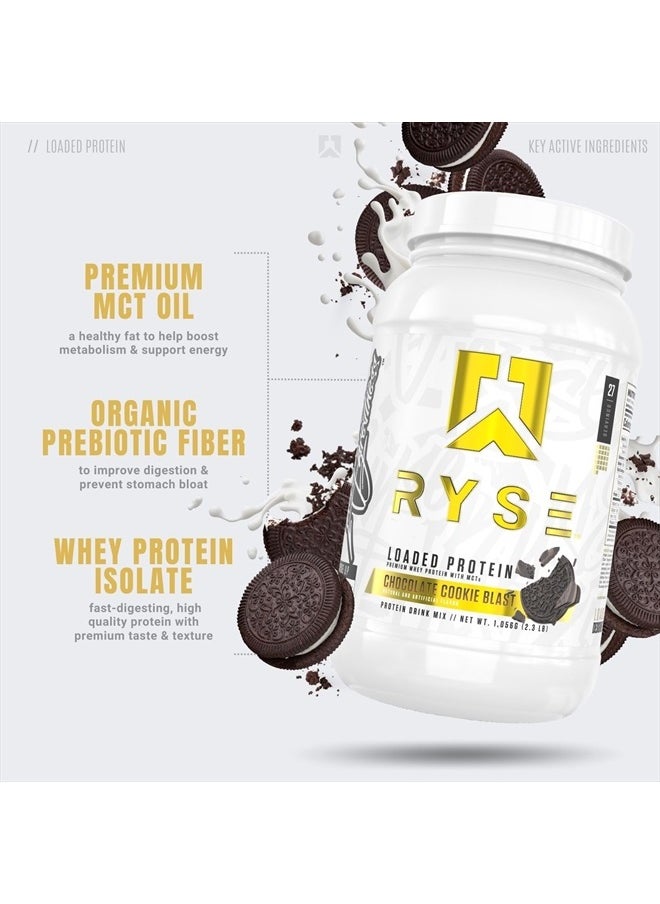RYSE Up Supplements - Loaded Protein Powder | 25g Whey Protein Isolate & Concentrate | with Prebiotic Fiber & MCTs | Low Carbs & Low Sugar | 27 Servings (Chocolate Cookie Blast) - Image 1