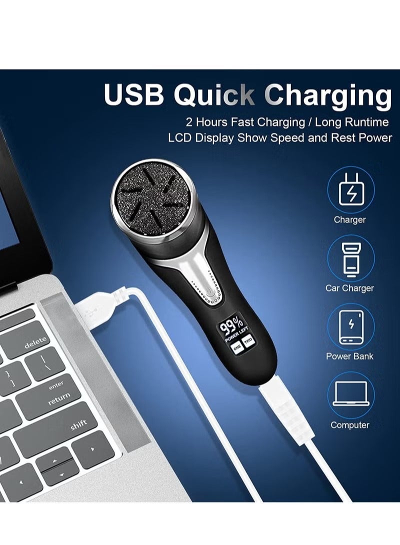 general Electric Callus Remover for Feet with Vacuum,Professional Pedicure Tools Kit Foot File Callus Remover,Rechargeable Waterproof File for Foot Care Deadskin Remover with 3 Heads 2 Speed LCD Display - Image 3