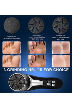 General Electric Callus Remover for Feet with Vacuum,Professional Pedicure Tools Kit Foot File Callus Remover,Rechargeable Waterproof File for Foot Care Deadskin Remover with 3 Heads 2 Speed LCD Display  - Image 5