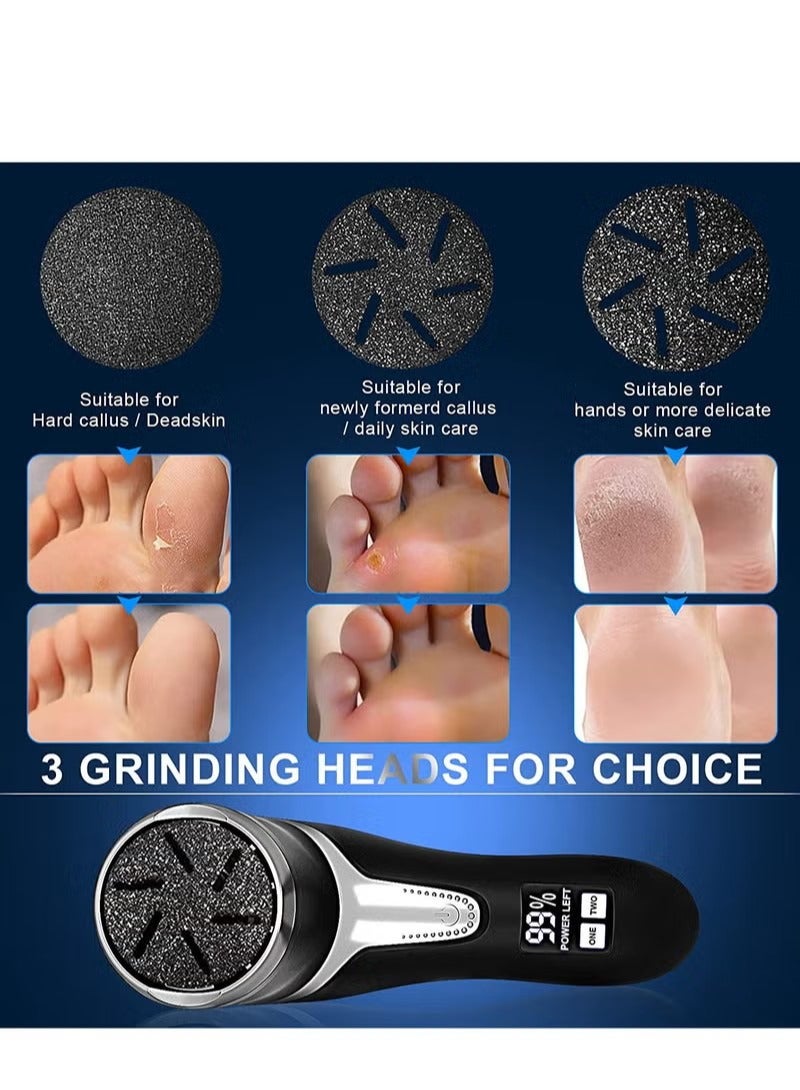 general Electric Callus Remover for Feet with Vacuum,Professional Pedicure Tools Kit Foot File Callus Remover,Rechargeable Waterproof File for Foot Care Deadskin Remover with 3 Heads 2 Speed LCD Display - Image 5