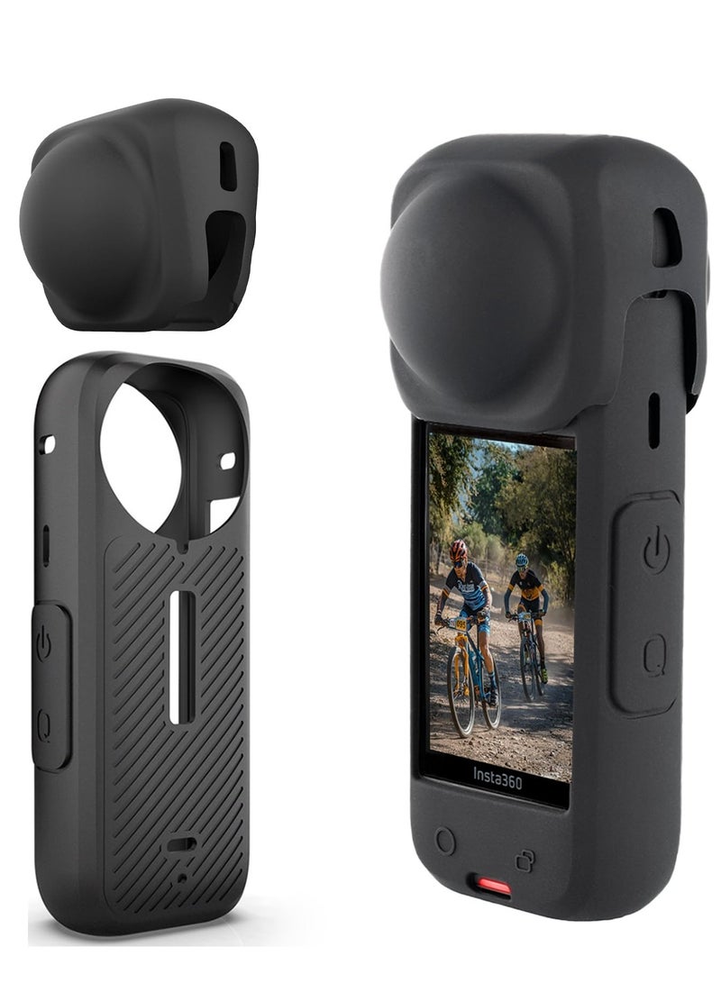 Silicone Protective Case and Lens Cap for Insta360 X4 - Complete Camera Protection Kit for Insta360 X4 Action Camera Accessories - Image 1