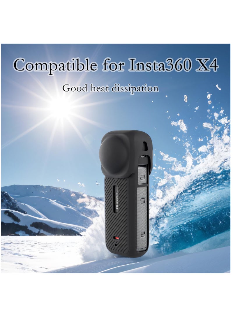 Silicone Protective Case and Lens Cap for Insta360 X4 - Complete Camera Protection Kit for Insta360 X4 Action Camera Accessories - Image 5