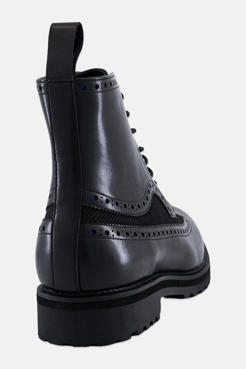 DKNY Men Lace up Rubber Sole Wingtip Boots , Black - Image 3