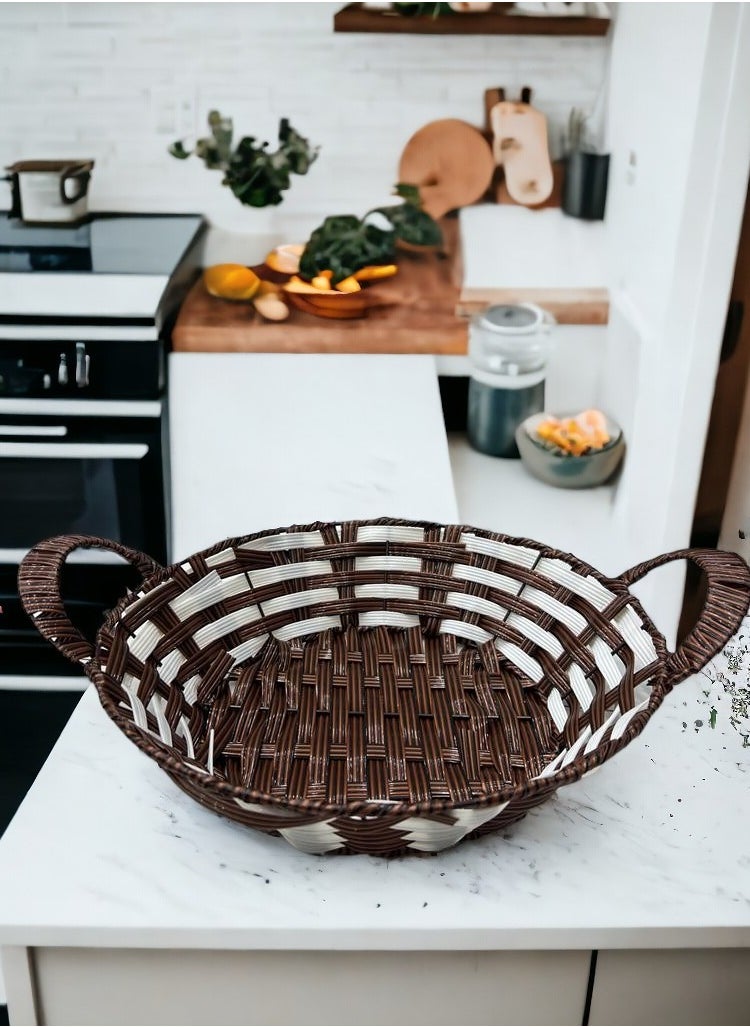 Plastic Hamper Basket Rounded Shape with Handles Durable for Storage Organization Multicolor 7x28x28cm