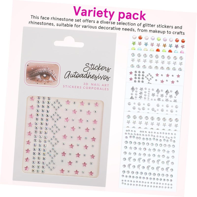 7Sheets Self Adhesive Rhinestone Stickers of Face Gems for Eye Makeup Crafts and Festival Decorations Easy Application Bling Jewels for Women - Image 3