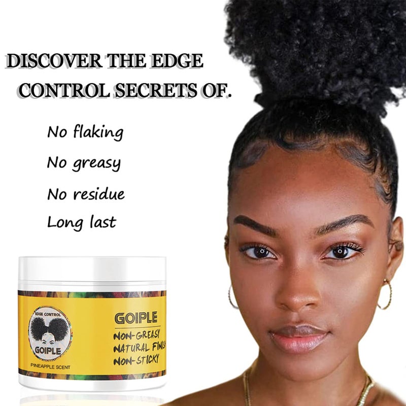 Goiple Edge Control Wax for Women Strong Hold Non-greasy Edge Smoother Pineapple Scent (4oz+0.7oz+Edge Brushes*2+ Edge Scarf) - Image 3