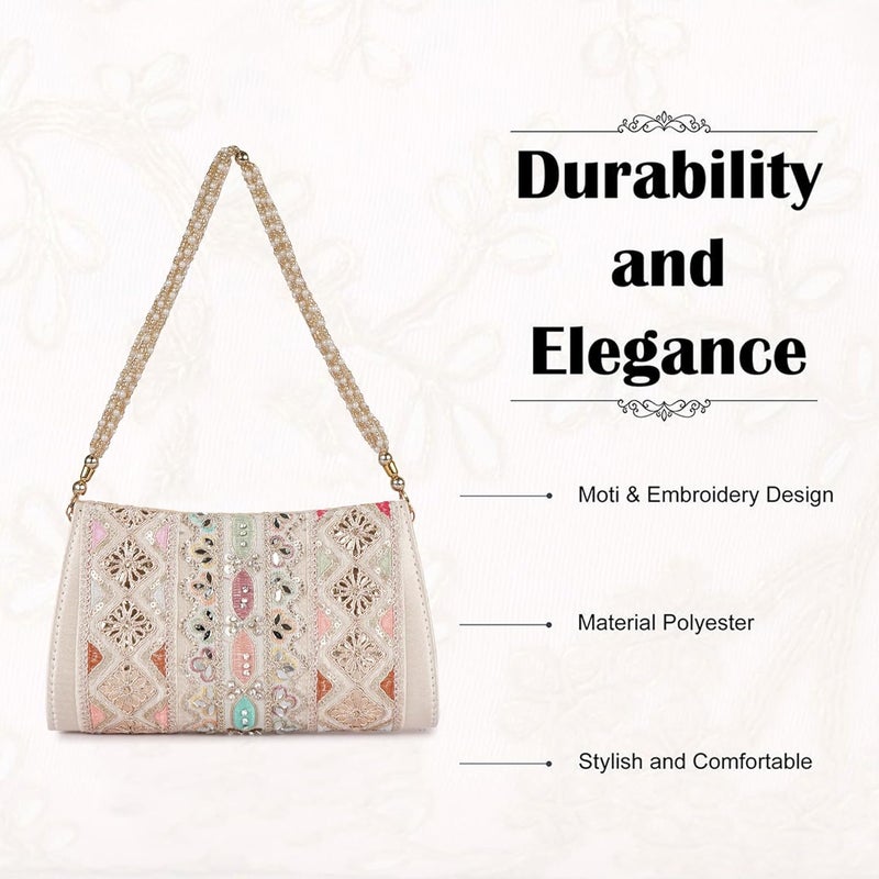 PLANX Velvet SilK Stylish Embroidery Unique Design Trendy Traditional Wedding Party Handheld Potli For Women - Image 4