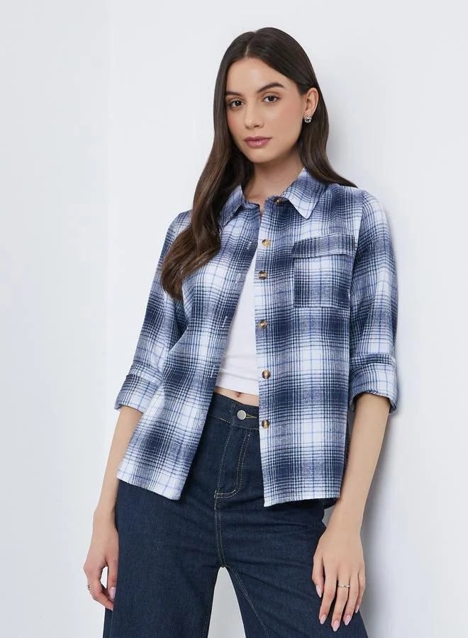 Take Two Take Two Checked Buttoned Oversized Shirt