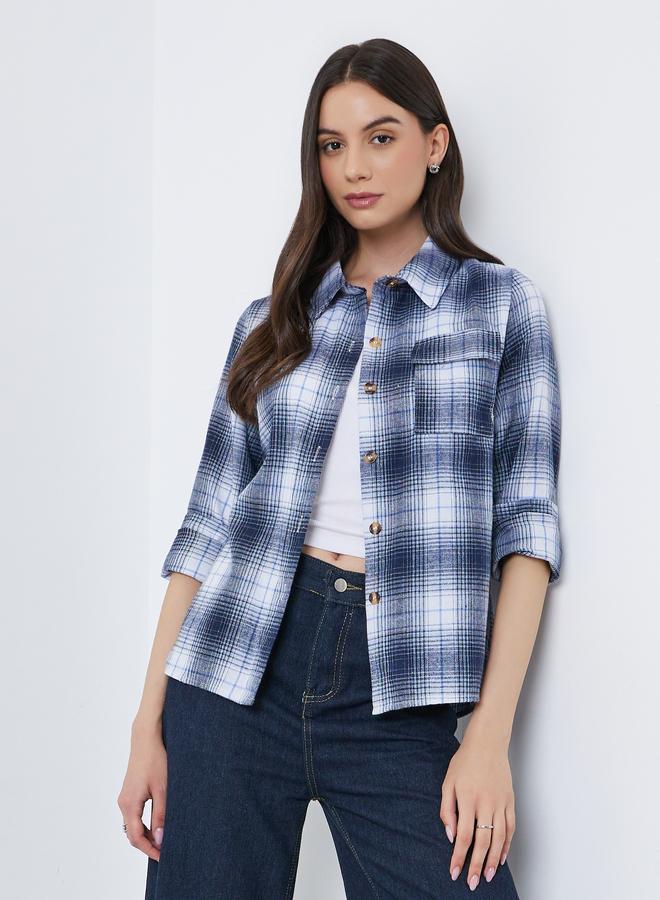 تايك تو بلوزة فضفاضة بطبعة مربعات - Image 2