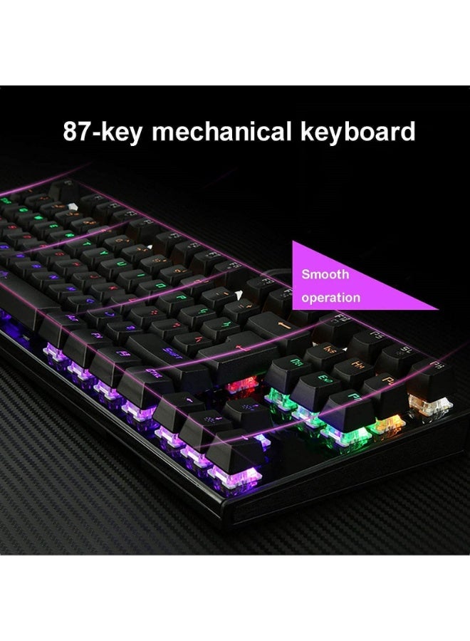 لوحة مفاتيح ميكانيكية للألعاب بإضاءة RGB – سلكية USB – إضاءة مخصصة – مضادة للتصادم – تصميم مريح – أسود - Image 4