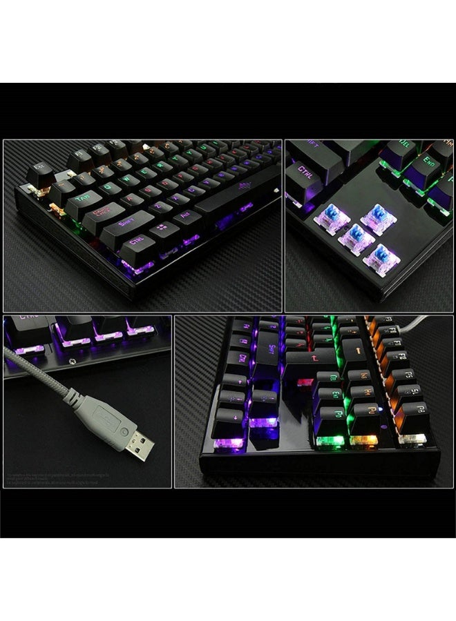 لوحة مفاتيح ميكانيكية للألعاب بإضاءة RGB – سلكية USB – إضاءة مخصصة – مضادة للتصادم – تصميم مريح – أسود - Image 3