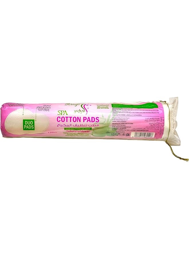 erorex - Cotton Pads 100% Pure With Aloe Vera Extract 120 Pcs Double Sided 1 Pad For 2 Applications. - Image 1
