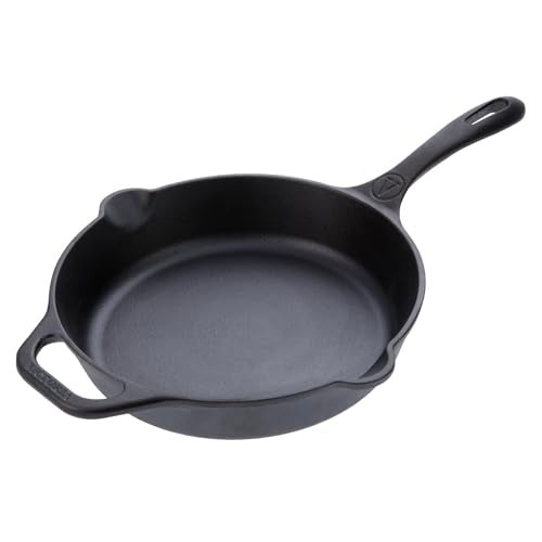 VICTORIA Induction Base Cast Iron Frying Pan, 10", Black – Pre-Seasoned with Non-GMO Flaxseed Oil for Healthy Cooking - Image 1