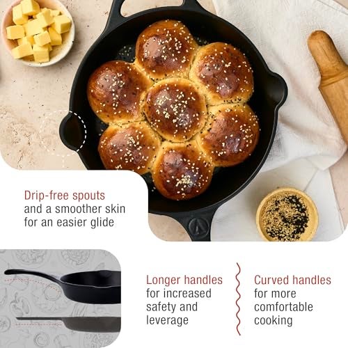 VICTORIA Induction Base Cast Iron Frying Pan, 10", Black – Pre-Seasoned with Non-GMO Flaxseed Oil for Healthy Cooking - Image 4