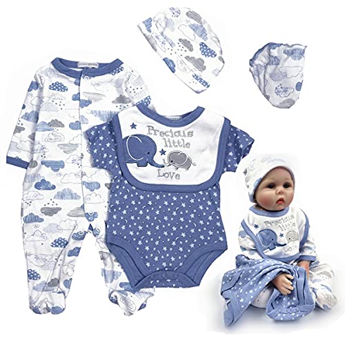 Pedolltree Reborn Baby Doll Clothes Little Elephant 5pcs Outfit Set for 2023 inches Reborn Baby Boy Doll Clothes Accessories - Image 1