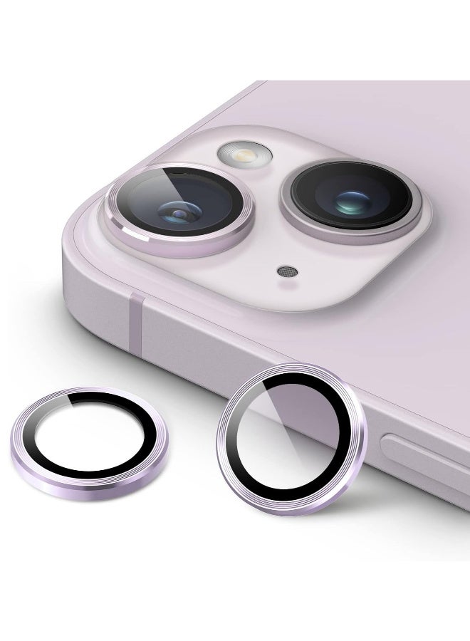 DUSALA Camera Lens Protector for iPhone 14 6.1-Inch and iPhone 14 Plus 6.7-Inch, 9H Tempered Glass Metal Individual Ring Cover, HD Clear, 1 Set (Purple) - Image 1