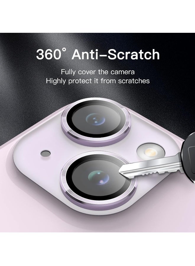 DUSALA Camera Lens Protector for iPhone 14 6.1-Inch and iPhone 14 Plus 6.7-Inch, 9H Tempered Glass Metal Individual Ring Cover, HD Clear, 1 Set (Purple) - Image 5
