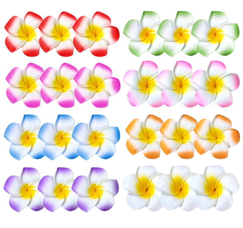 24 Pack Hawaiian Flower Hair Clips 25 Inch Plumeria Foam Hair Accessories Clip for Women Hawaii Tropical Party Decorations Beach Pool Vacation Outfit Luau Party Supplies favors Bridal Wedding