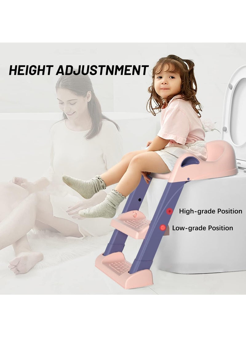 إي سي في في Potty Training Toilet Seat, Adjustable Non slip Children, Foldable Stool With Ladder, Used In Most Toil  - Image 4