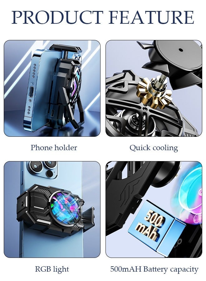 DUNISO Phone Cooler for Live Streaming and Gaming, Fast Phone Cooling Fan, Cellphone Radiator for Mobile Gaming TikTok Live Strea, Fit All Types of iPhone Android Smartphones - Image 3
