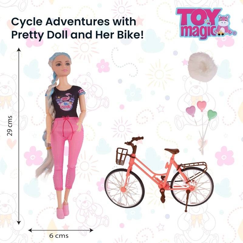 ToyMagic Fashion Shower Doll Set | Stylish with Colorful Outfit, Handbag, Hat, Small, Accessories | Dress-Up Playset for Kids Age 3+ | Encourages Creativity & Imaginative Roleplay Fun - Image 5