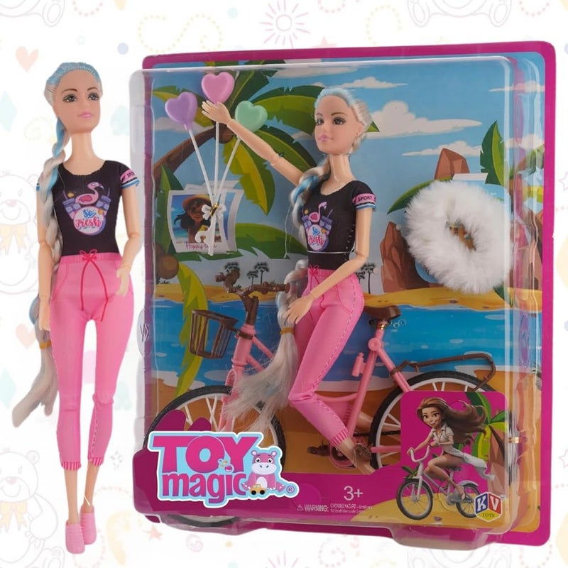 ToyMagic Fashion Shower Doll Set | Stylish with Colorful Outfit, Handbag, Hat, Small, Accessories | Dress-Up Playset for Kids Age 3+ | Encourages Creativity & Imaginative Roleplay Fun - Image 1