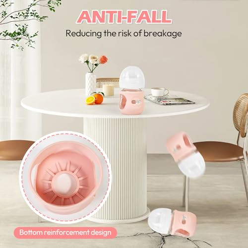MINMUNJIU 3 Pack Silicone Sleeves for Philips Avent Natural Glass Baby Bottles, Anti Breakage Baby Bottle Holder for Baby Girls, Compatible Philips Avent Glass Natural Baby Bottle, 4 oz - Image 2