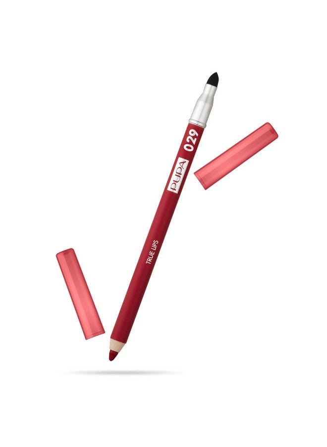 PUPA Milano True Lips Blendable Lip Liner Dual Ended Matte Lining Color And Brush Light And Creamy Hydrating High Pigment Smudge Proof Formula Paraben Free 029 Fire Red 0.042 Oz - Image 2