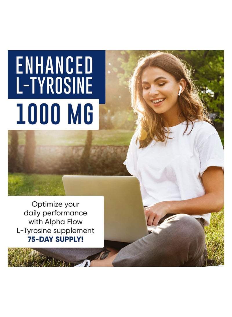 ALPHA FLOW L Tyrosine 1000Mg Capsules - All-Natural L- Tyrosine Supplement For Focus And Energy Boost - Non-Gmo And Gluten-Free - Vegan 150 Caps -500Mg X 2 Per Serving View On Noon - Image 4