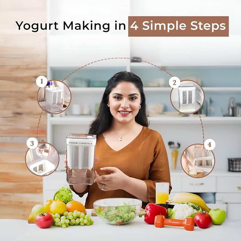 SONANI LIFESTYLE فلتر الزبادي اليوناني – 1100 مل فلتر زبادي بشبكة دقيقة وغطاء | صانع لبن خالي من BPA ومصفاة زبادي | مثالي للزبادي اليوناني المنزلي، اللبن المعلق، الجبنة، العصير والمزيد - Image 5
