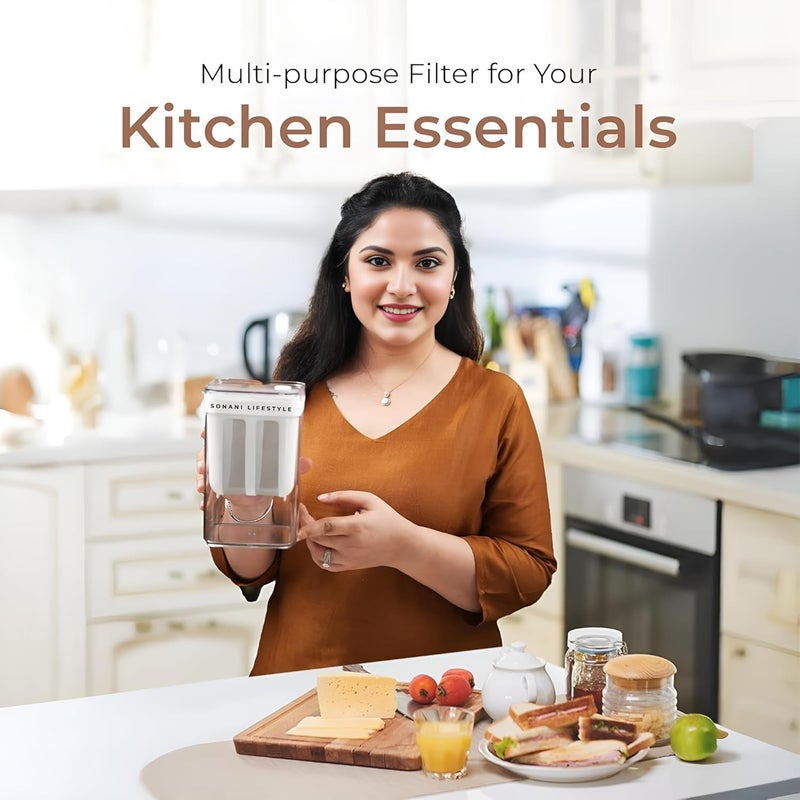 SONANI LIFESTYLE فلتر الزبادي اليوناني – 1100 مل فلتر زبادي بشبكة دقيقة وغطاء | صانع لبن خالي من BPA ومصفاة زبادي | مثالي للزبادي اليوناني المنزلي، اللبن المعلق، الجبنة، العصير والمزيد - Image 4