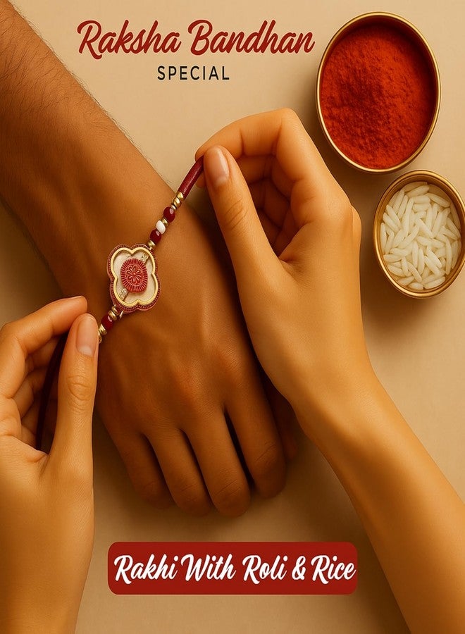 Sage Square Resin Rakhi for Bhai, Brother on Raksha Bandhan | Handmade Designer Resin Art, Thread, Beads & Emotional Bond | Rakhi Gift with Roli Chawal | Traditional Design | Festival Celebration (Type 1) - Image 3