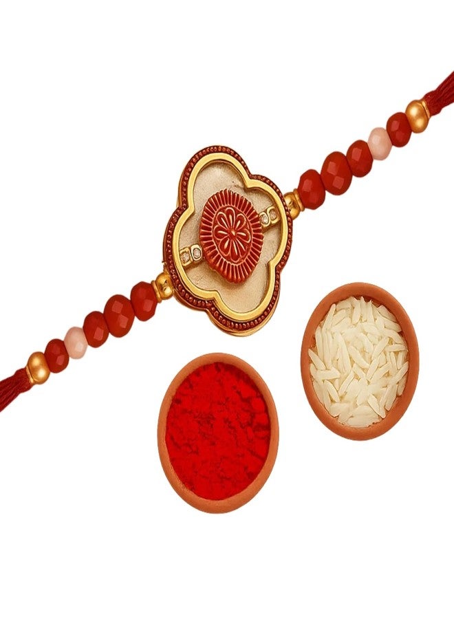 Sage Square Resin Rakhi for Bhai, Brother on Raksha Bandhan | Handmade Designer Resin Art, Thread, Beads & Emotional Bond | Rakhi Gift with Roli Chawal | Traditional Design | Festival Celebration (Type 1) - Image 1
