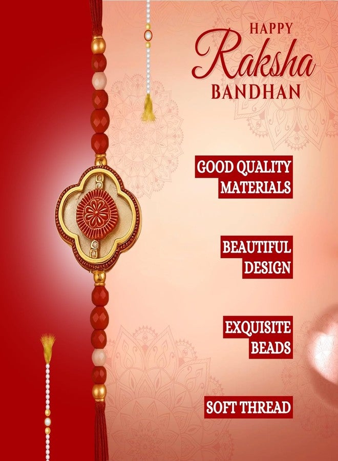 Sage Square Resin Rakhi for Bhai, Brother on Raksha Bandhan | Handmade Designer Resin Art, Thread, Beads & Emotional Bond | Rakhi Gift with Roli Chawal | Traditional Design | Festival Celebration (Type 1) - Image 4