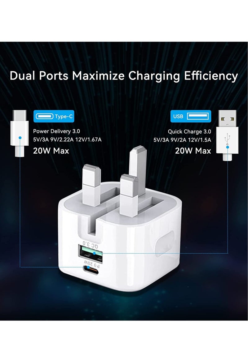 ELTRAZONE - 20W USB C Charger Block, 2-Ports [USB-C + USB] Charging Station, QC PD3.0 GaN Fast Charging Block, Type C Power Adapter for iPad Pro/iPhone/Samsung Note/Galaxy (Not with Cable) - Image 1