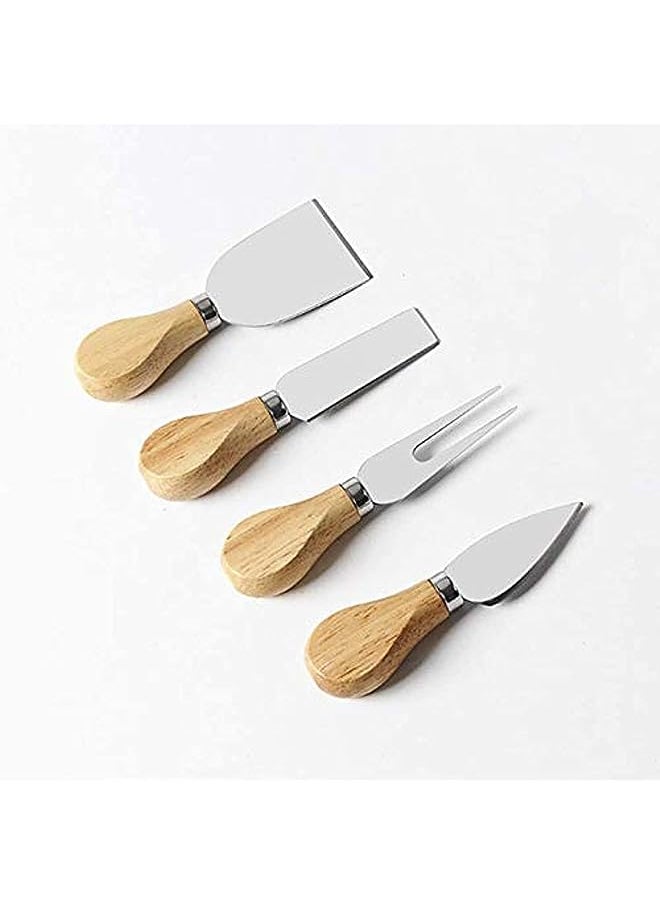 vesus Pieces Set Cheese Knives with Bamboo Wood Handle Steel Stainless Cheese Slicer Cheese Cutter (Bamboo Handle)  - Image 1