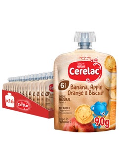 Cerelac Banana, Orange & Biscuit Puree 16 x 90g  - Image 1