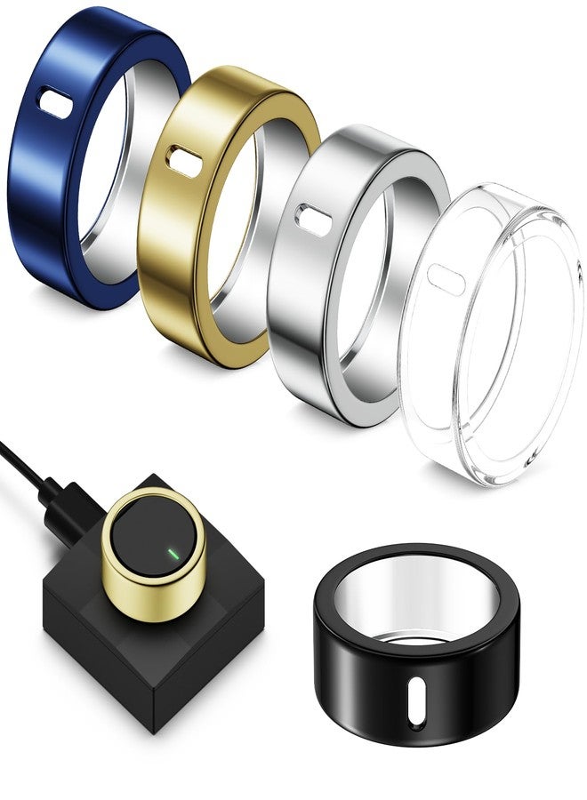 غطاء Hexasider مكون من 5 قطع لجهاز Ultrahuman Ring Air، واقي TPU مضاد للخدش متوافق مع ملحقات حافظة Ultrahuman Ring للنساء والرجال الذين يمارسون الرياضة في صالة الألعاب الرياضية (شفاف + أسود + فضي + ذهبي + أزرق، مقاس 9) - Image 1