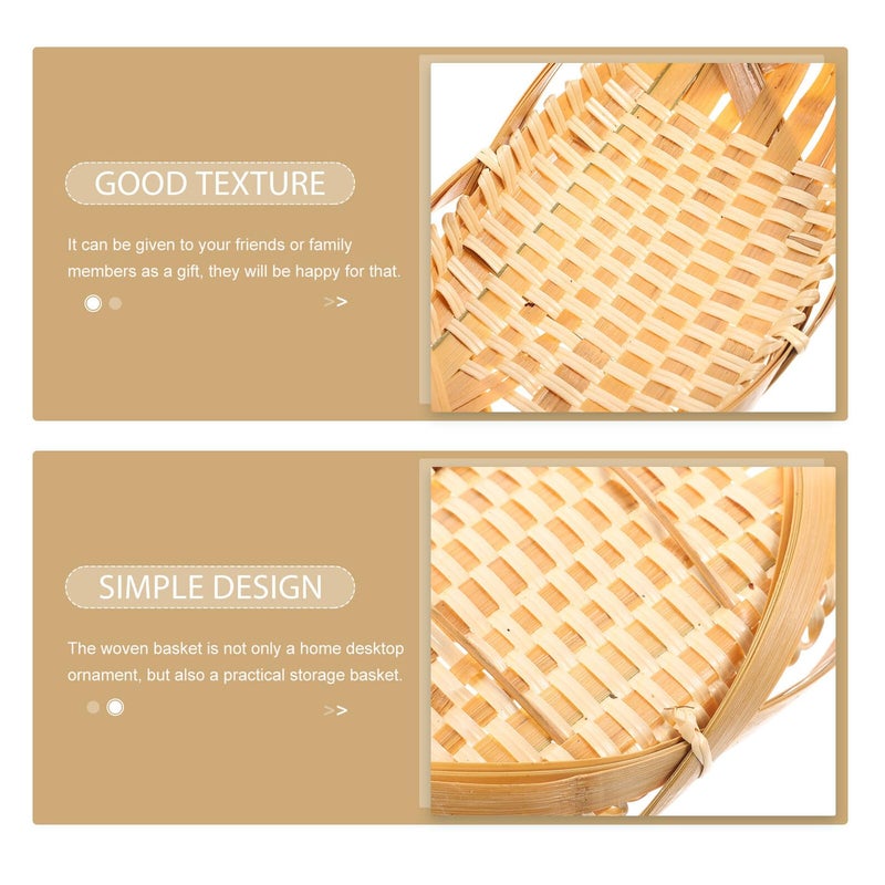 Woven Snack Basket 19x12cm Small Food Serving Tray Bread Fruit Holder Kitchen Home Storage - Image 3