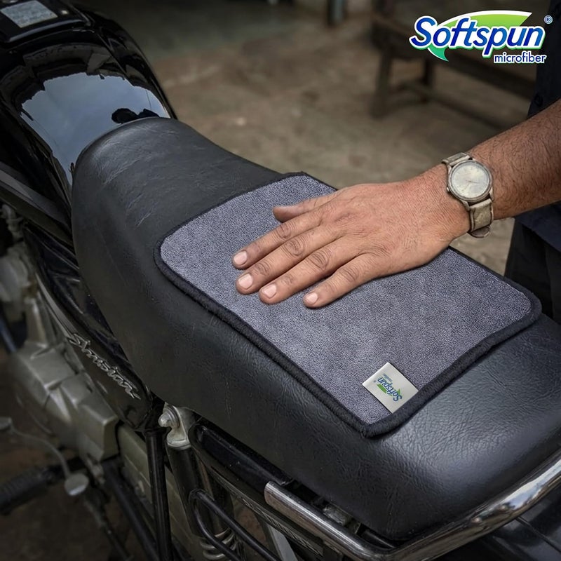 مناديل SOFTSPUN صغيرة فائقة الامتصاص من الألياف الدقيقة، 500 GSM 20x30 سم 5 قطع رمادي! مجموعة مناشف بحافة حريرية سميكة إضافية من الألياف ال��قيقة مثالية للدراجات. - Image 4