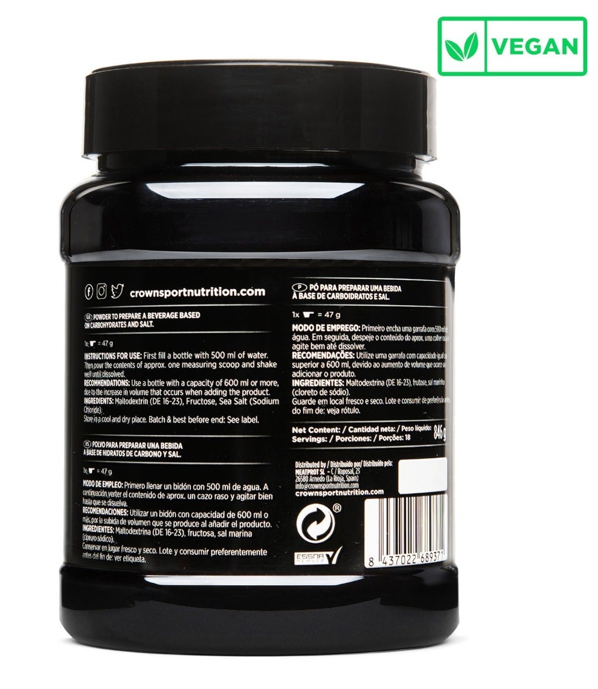 Crown Sport Nutrition Hyperdrink 45, Very High Carbohydrate Drink, Neutral Flavor (846G)