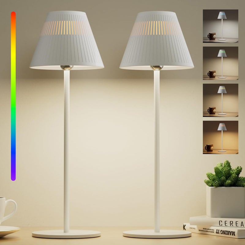 Honeywell Cordless Table Lamps Rechargeable Set of 2 M1 Sunturalux Portable LED Desk Lamp 5200mAh 4Color 9RGB Dimmable Bedside Lamps for RestaurantBedroomBarsPartyCamping Night Light