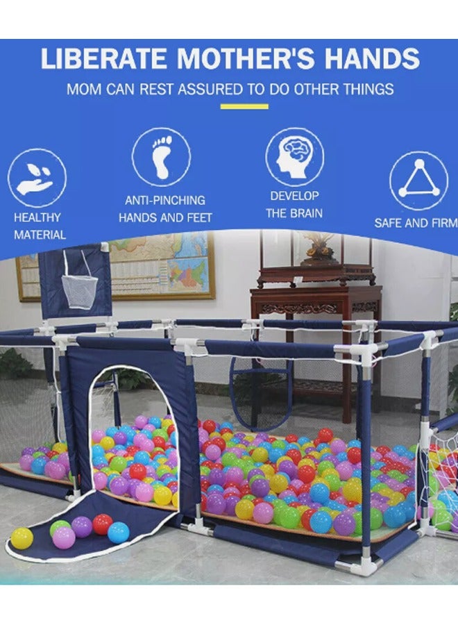 ZCM-HAPPY Large Toddler Foldable Safety Baby Playpen with Football Net and Basketball Hoop - Image 3